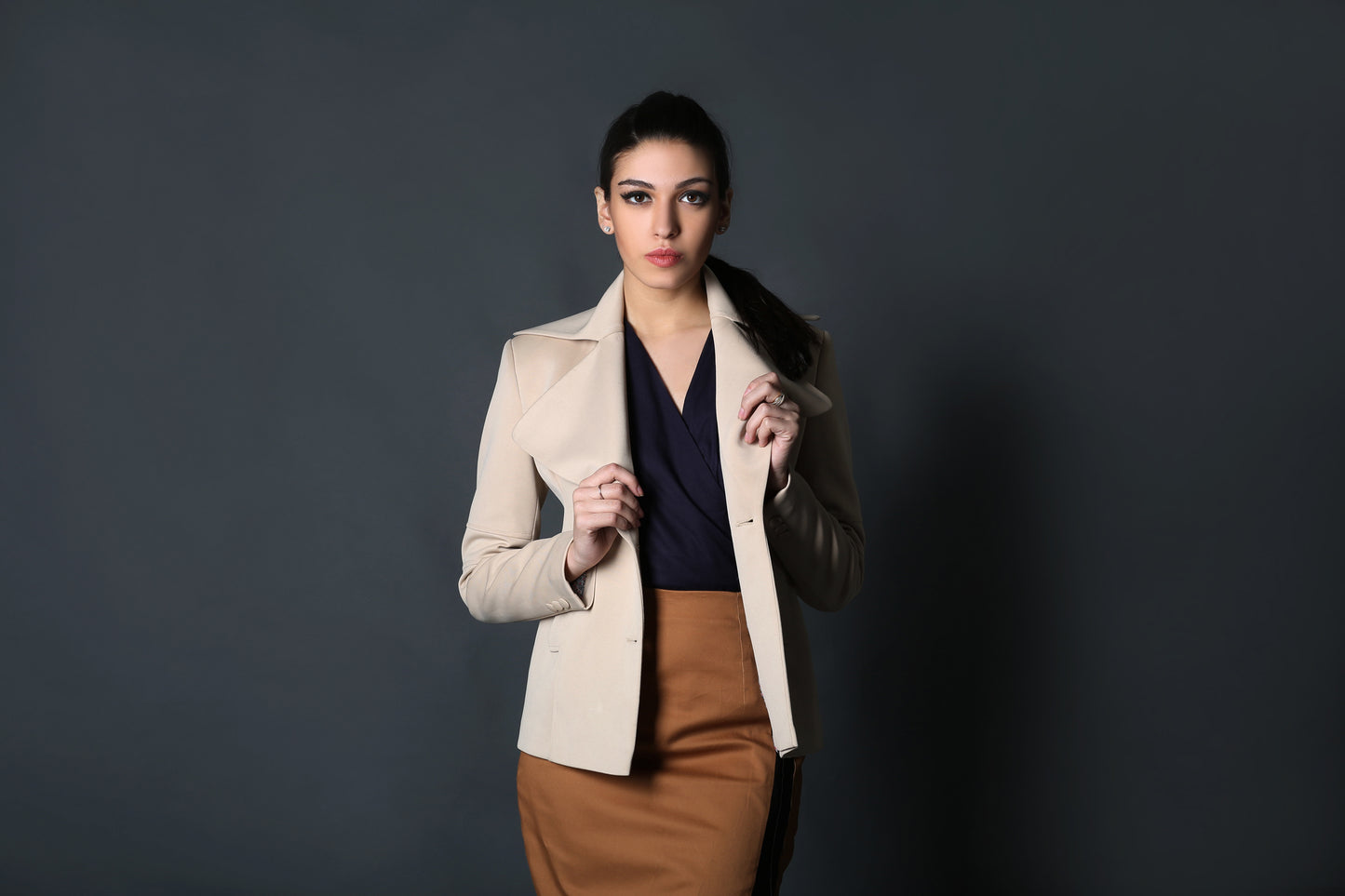 Beige Long Collar Coat