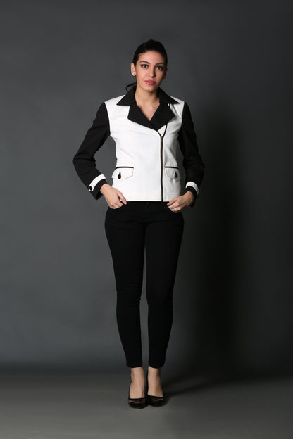 Black and White Double Breasted Blazer