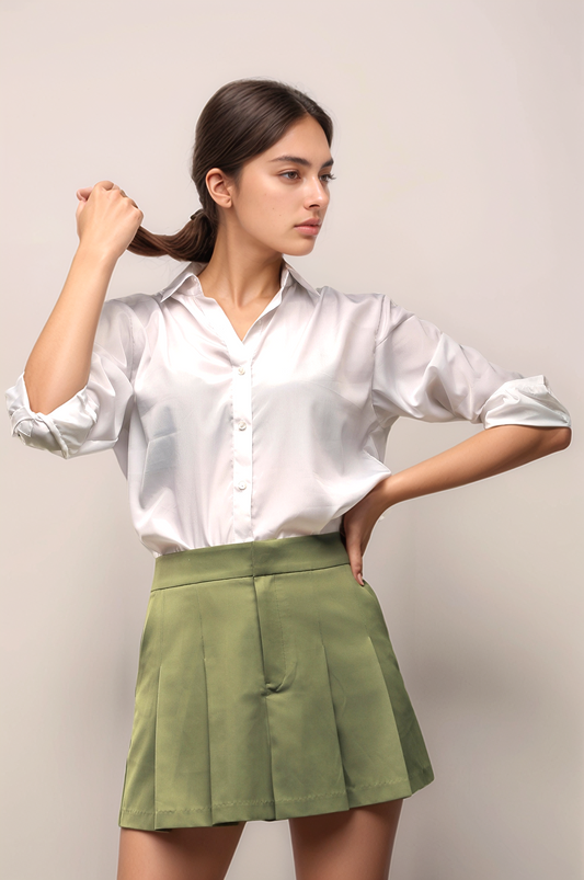 White Crepe Loose Shirt