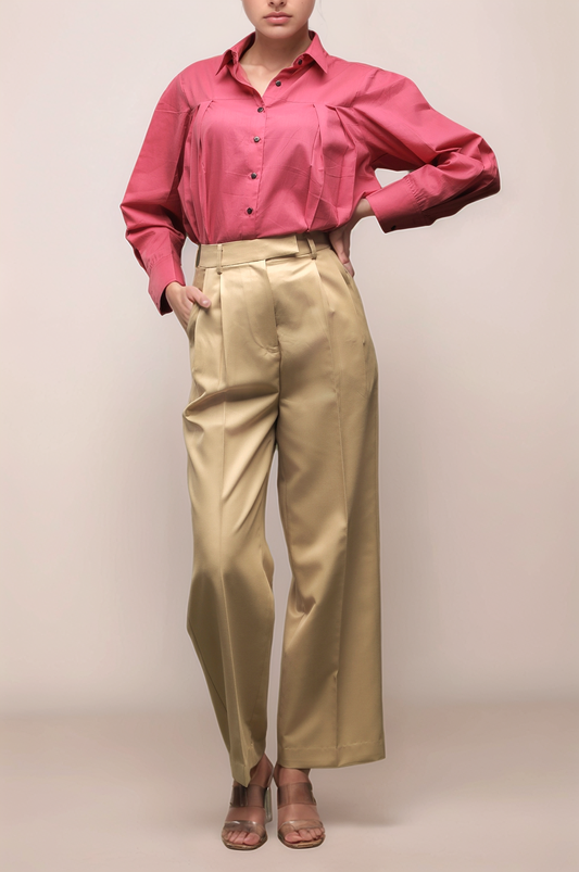 Beige Pleated Trouser