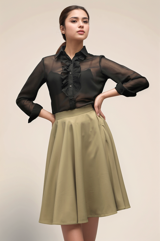 Black Ruffle Neck Shirt