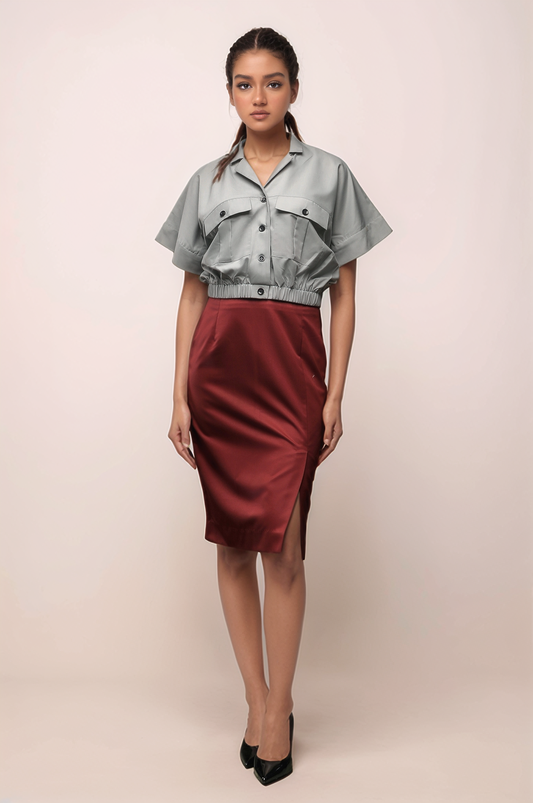 Maroon Knee Length Skirt