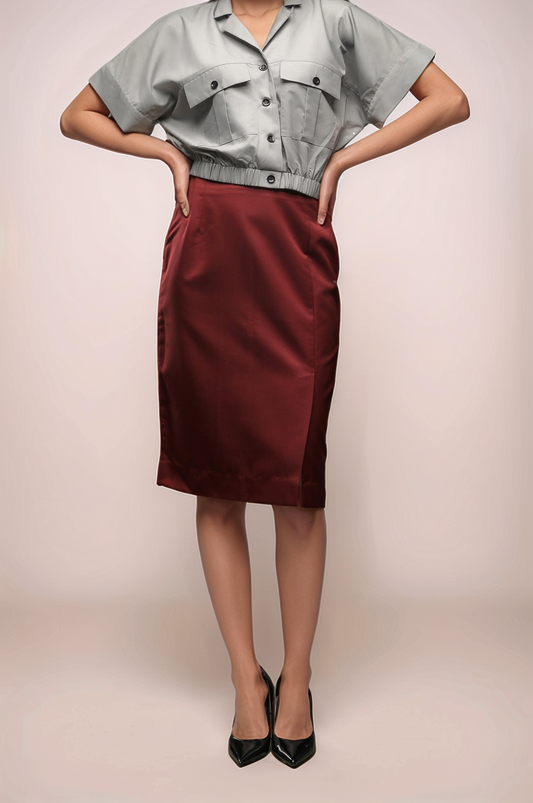 Maroon Knee Length Skirt