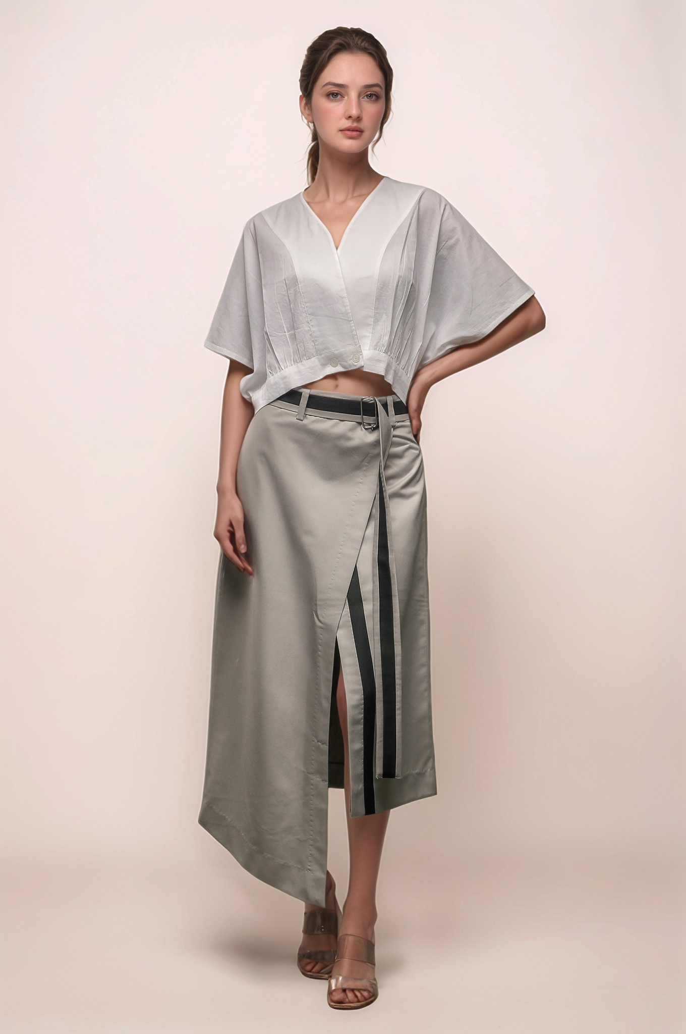 Grey Overlapped Skirt