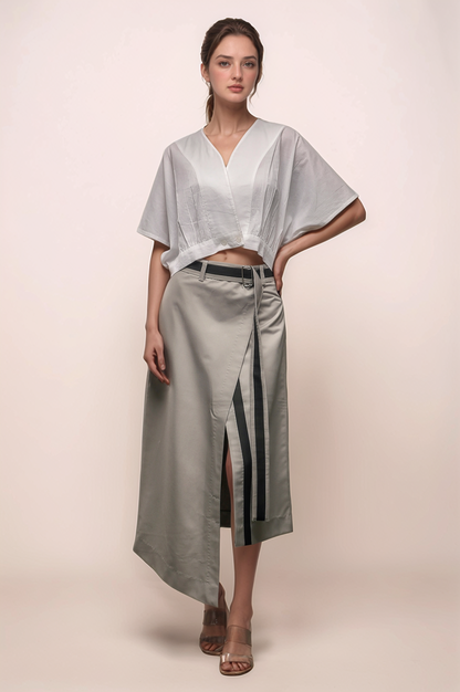 Grey Overlapped Skirt
