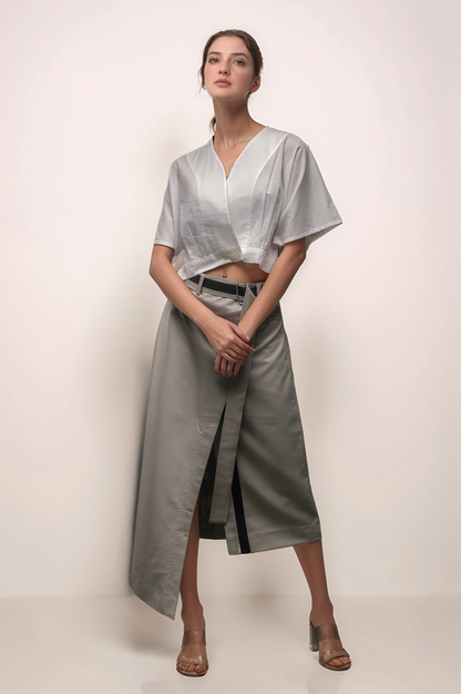 Grey Overlapped Skirt