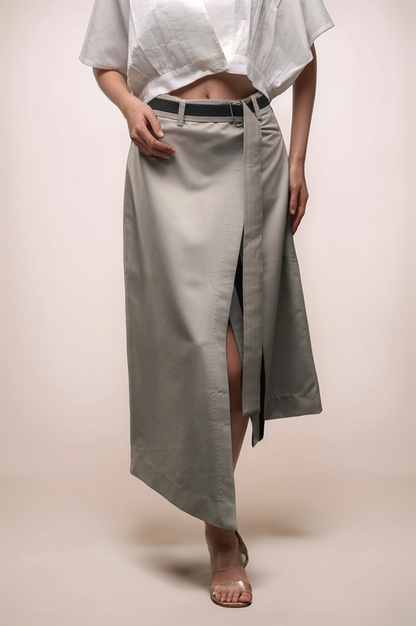 Grey Overlapped Skirt