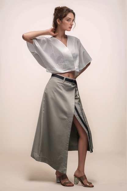 Grey Overlapped Skirt