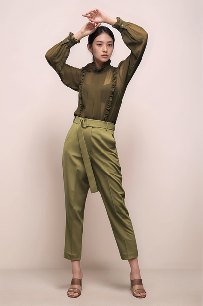 Olive Green Georgette Shirt