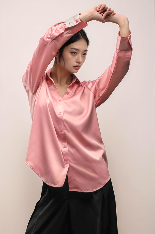 Pink Satin Shirt