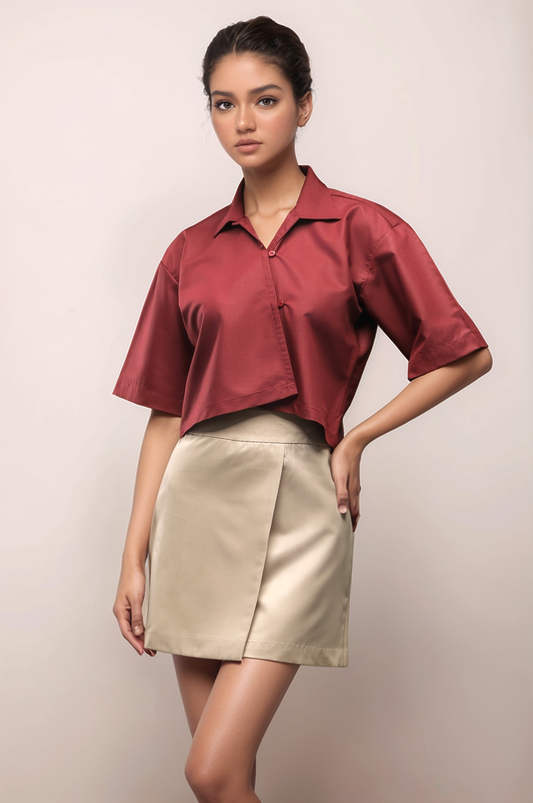 Maroon Cropped Shirt