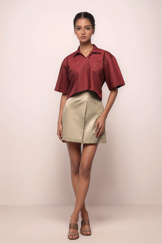 Maroon Cropped Shirt