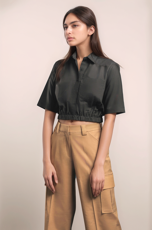Black Crop Shirt