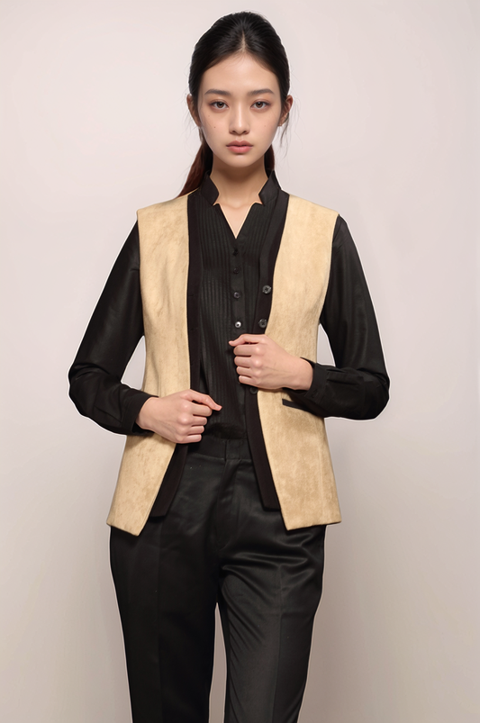 Beige Layered Waistcoat