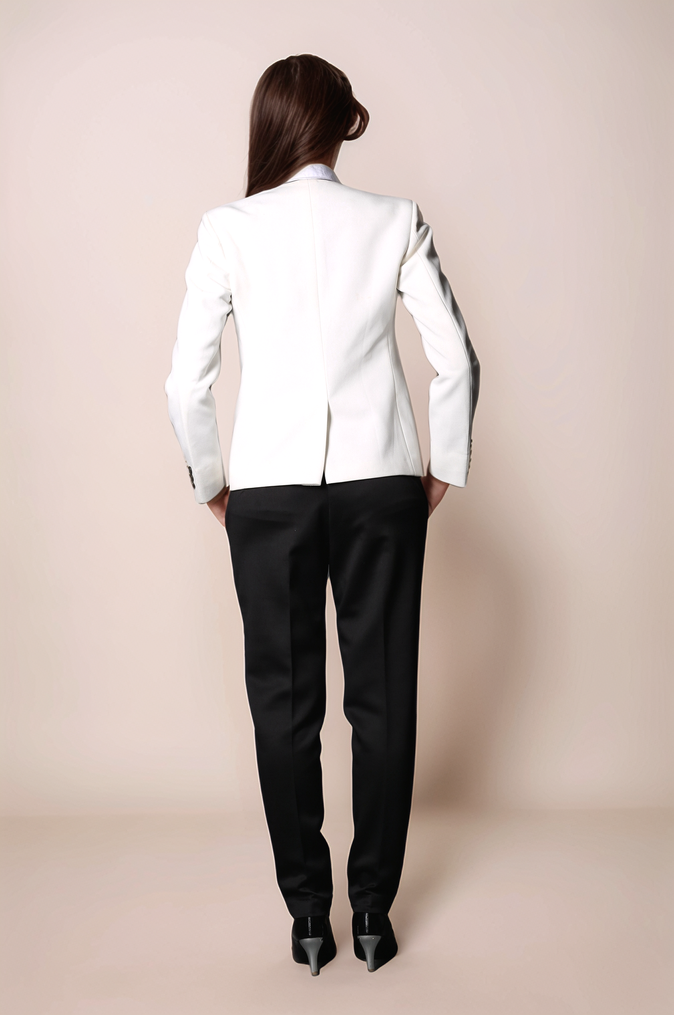 White Classy Blazer & Black Slim Fit Trouser Suit