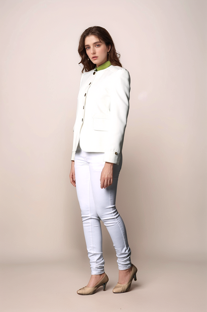 Off White Round Neck Blazer & Off White Round Neck Blazer Suit