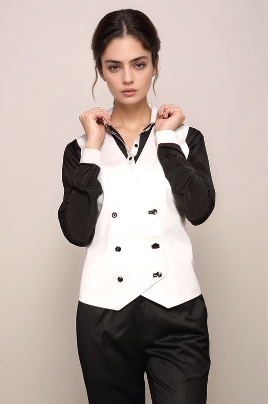 White Double Breasted Waistcoat