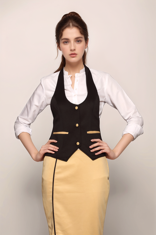 Black Halter Neck Waistcoat