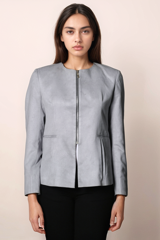 Grey Front Zip Jacket