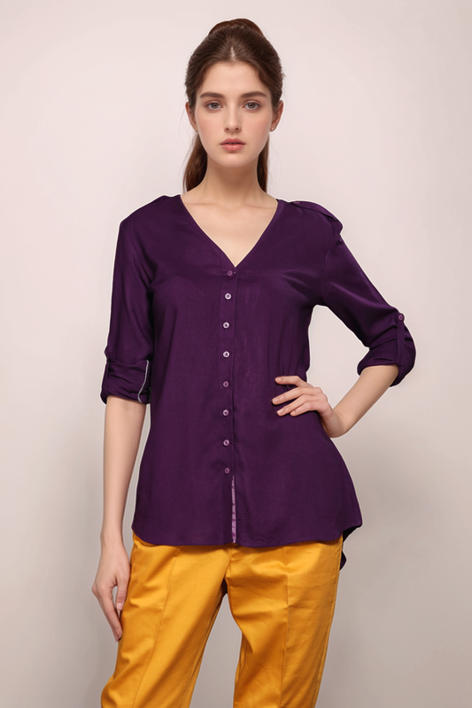 Purple V-Neck Shirt