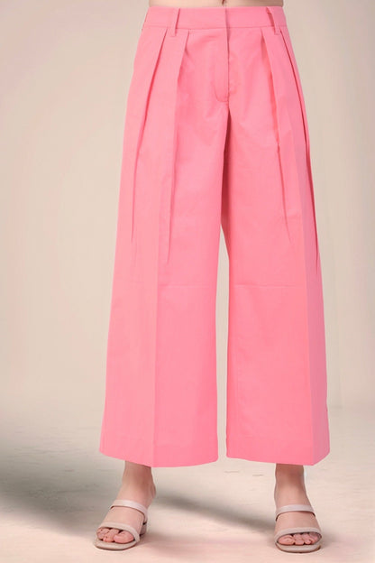 Pink Long-Overlapped Cotton Co-ord Suit
