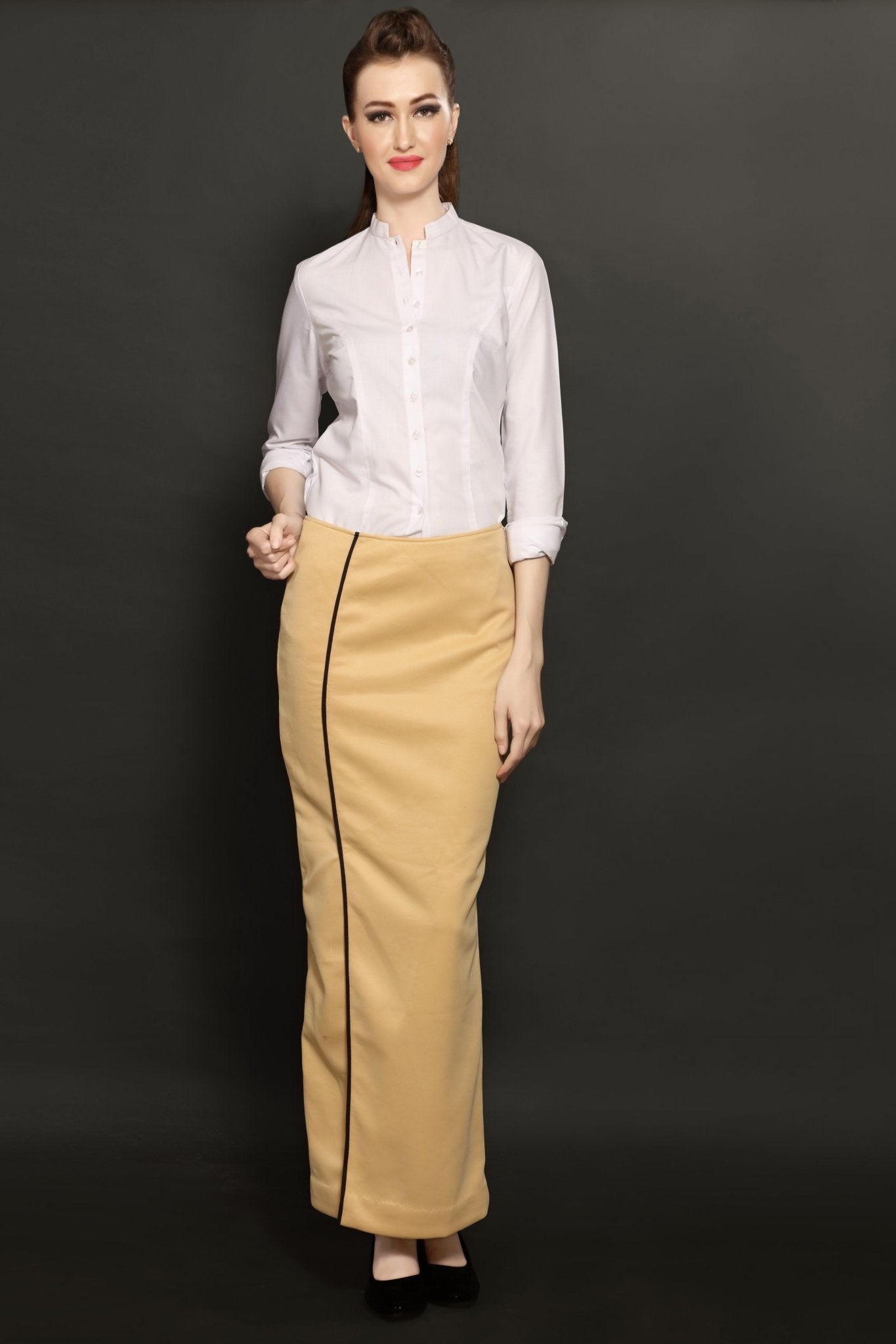 Beige Long Skirt - Dheeraj Sharma