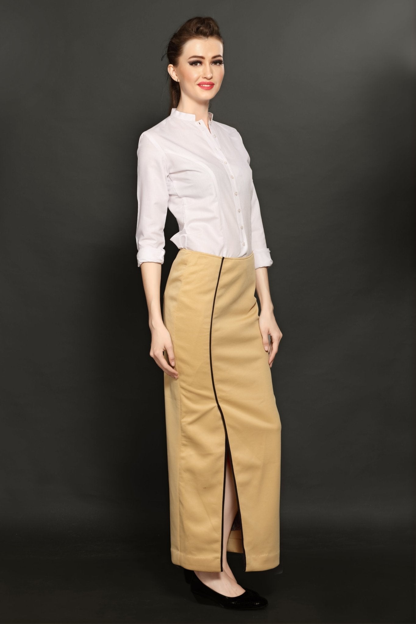 Beige Long Skirt - Dheeraj Sharma