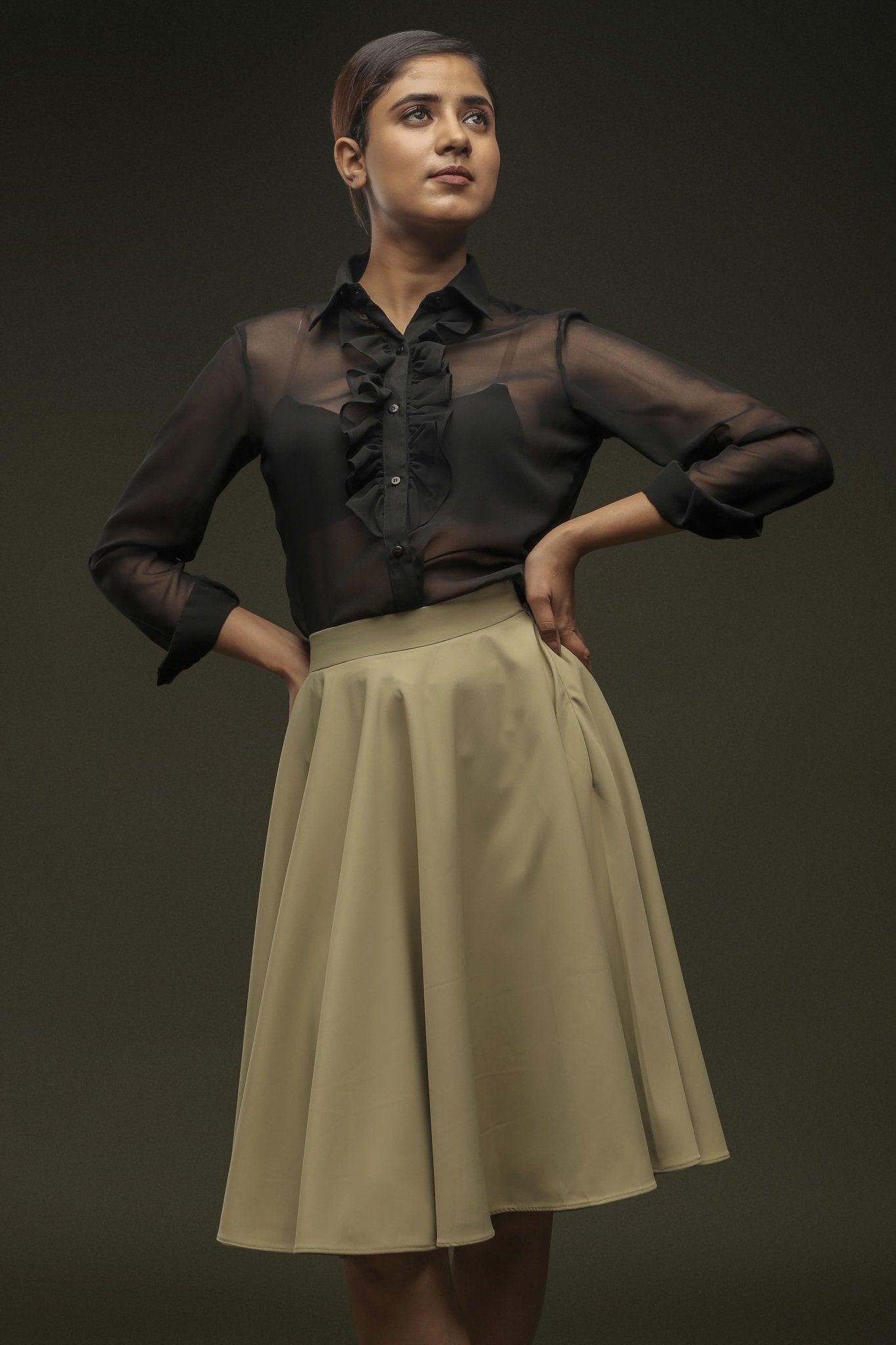 Black Ruffle Neck Shirt - Dheeraj Sharma