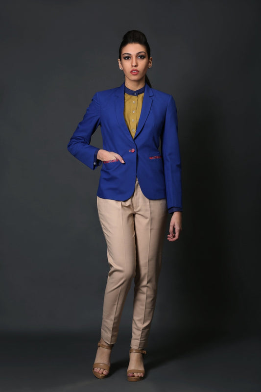 Blue Single Breasted Blazer - Dheeraj Sharma