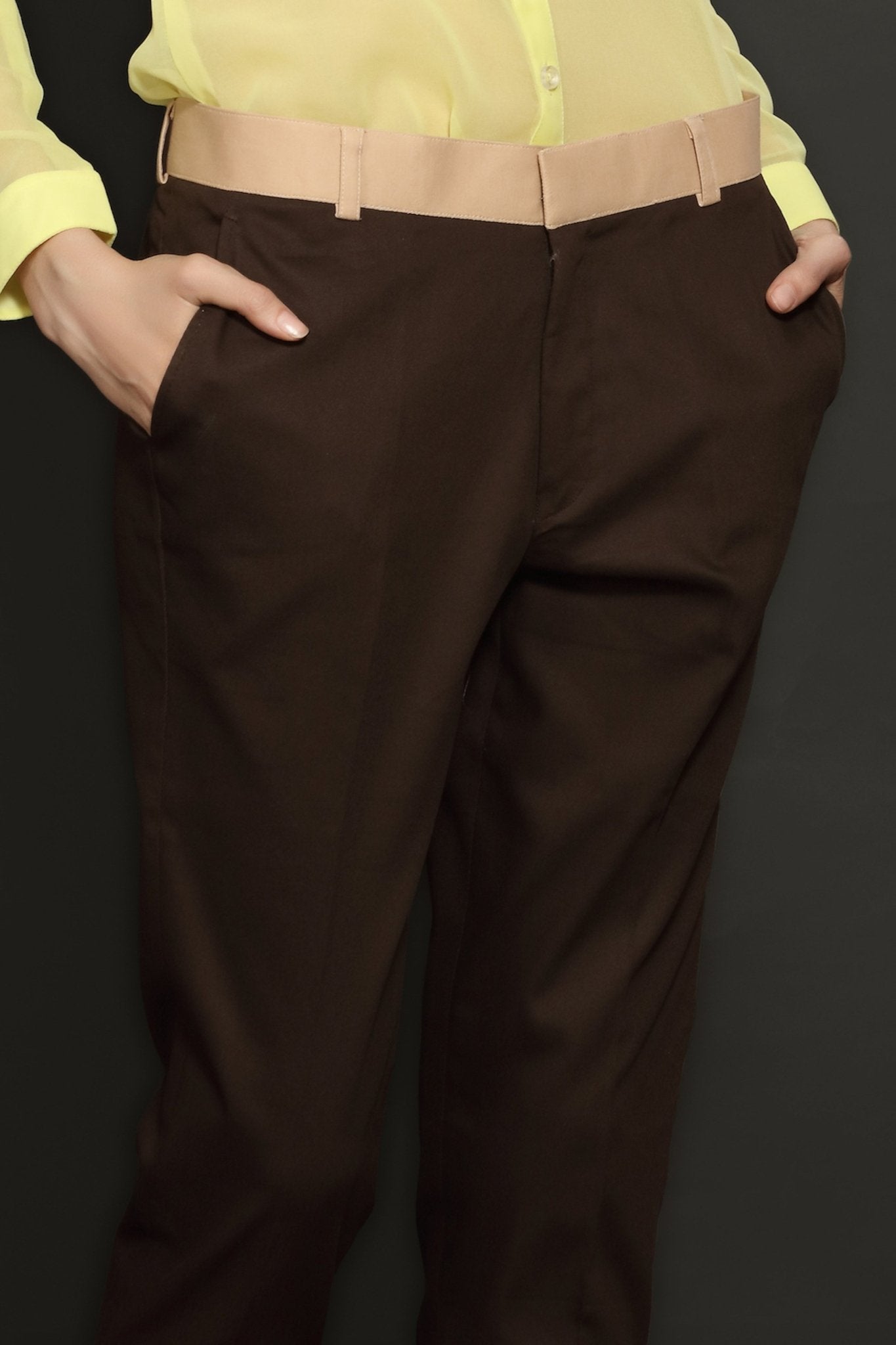 Brown Cotton Trouser - Dheeraj Sharma