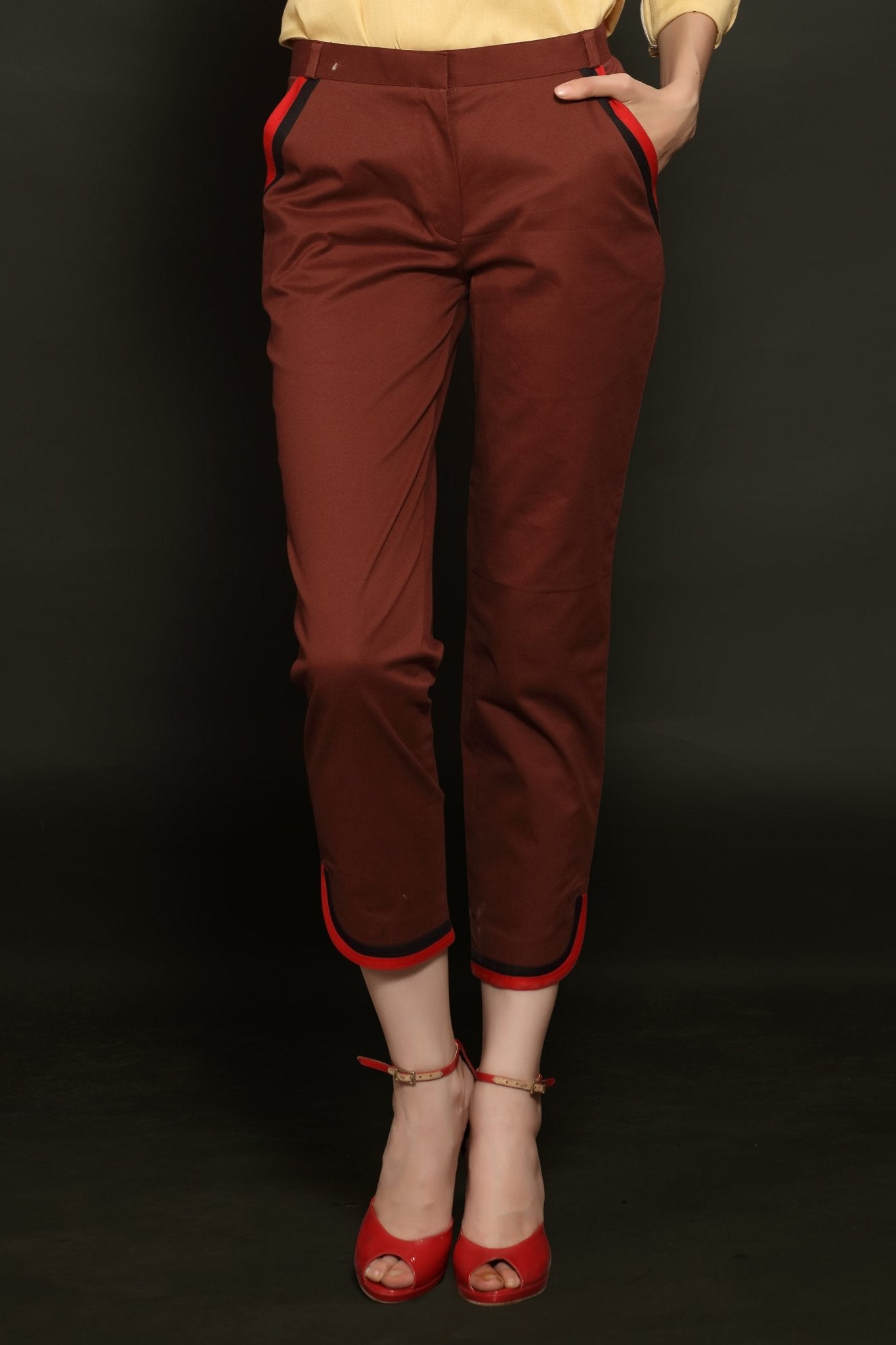 Brown Cropped Trouser - Dheeraj Sharma