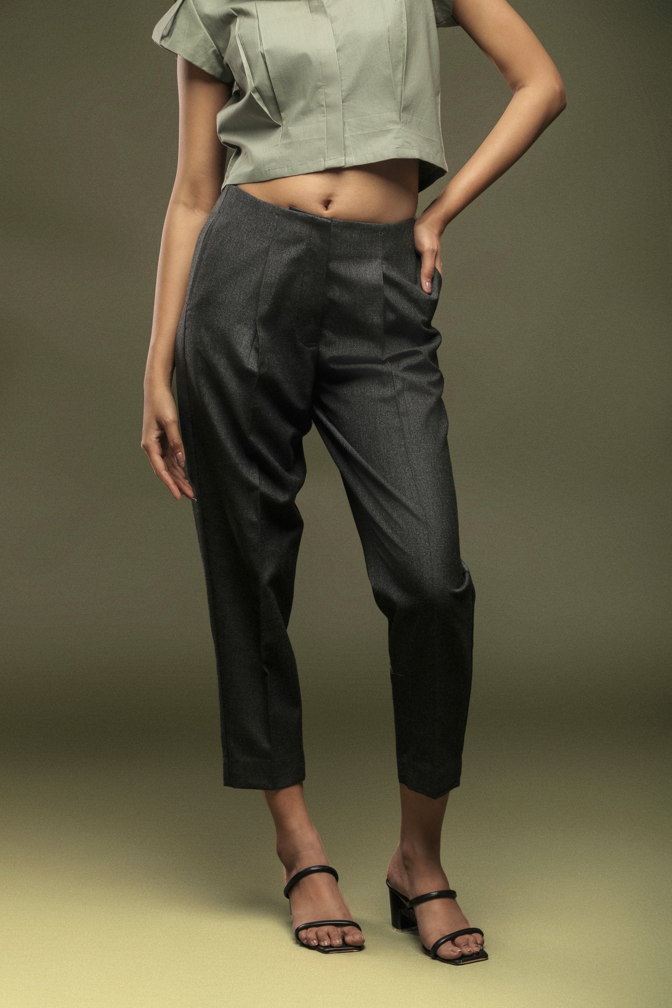 Dark Grey Ankle Length Baggy Pant