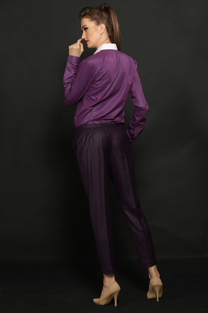 Deep Purple Slim Fit Trouser - Dheeraj Sharma