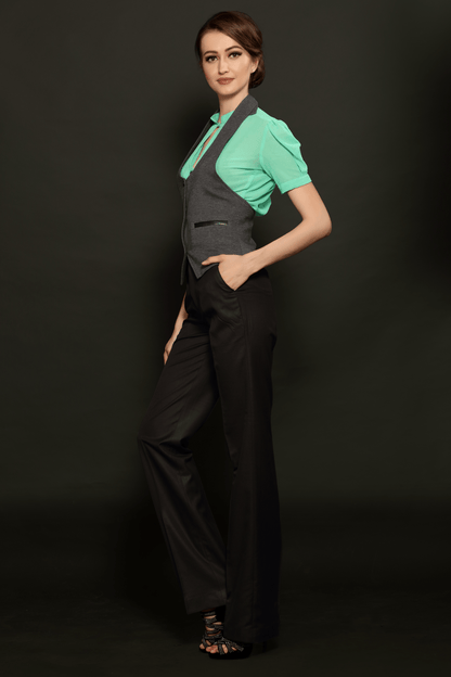 Grey Halter Neck Waistcoat - Dheeraj Sharma