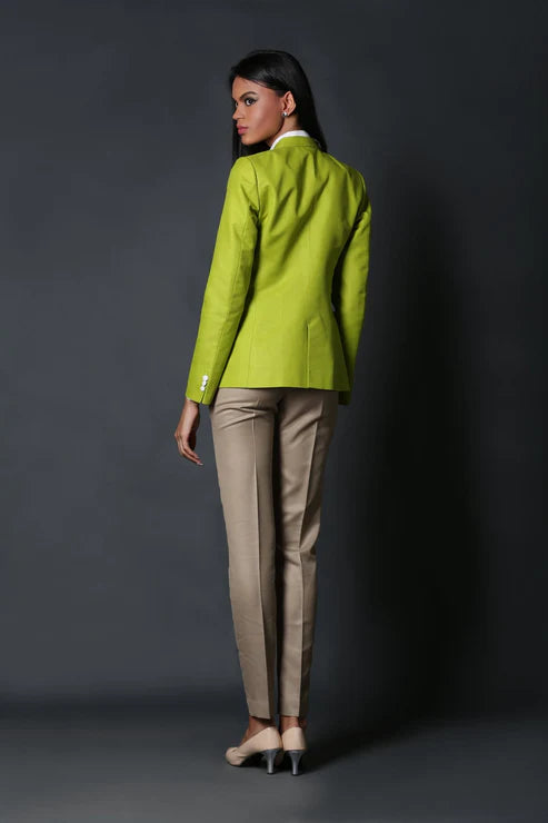 Lime Green & Dark Beige Formal Suit