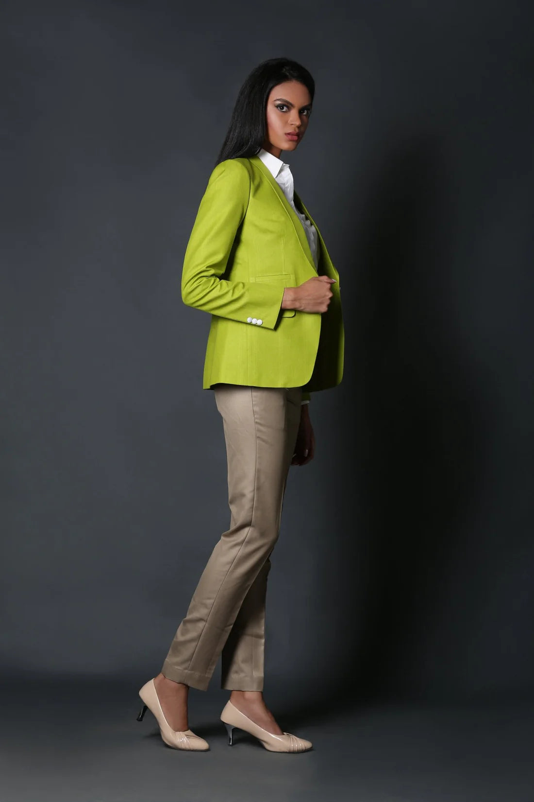 Lime Green & Dark Beige Formal Suit