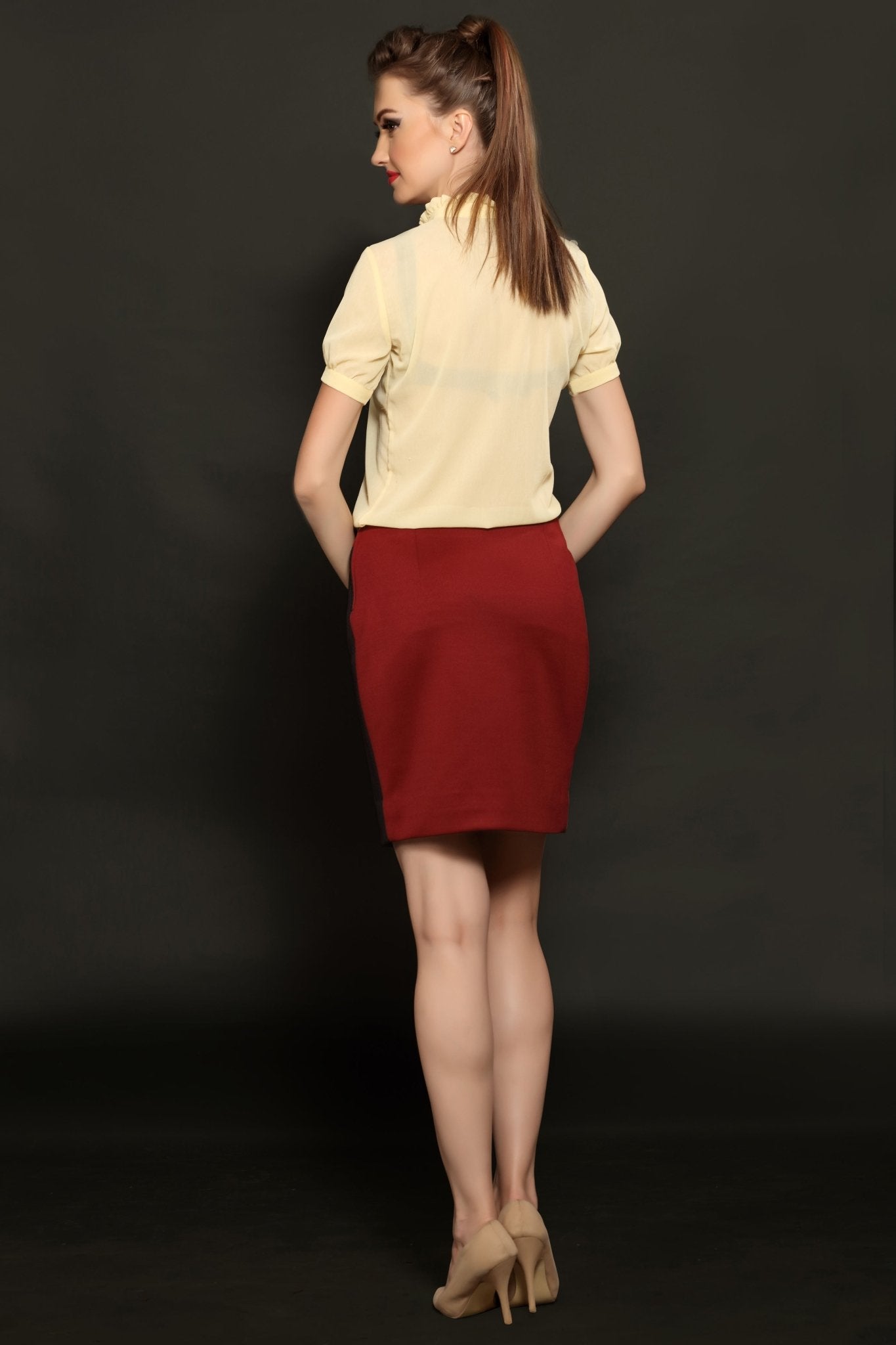 Maroon Panel Skirt - Dheeraj Sharma