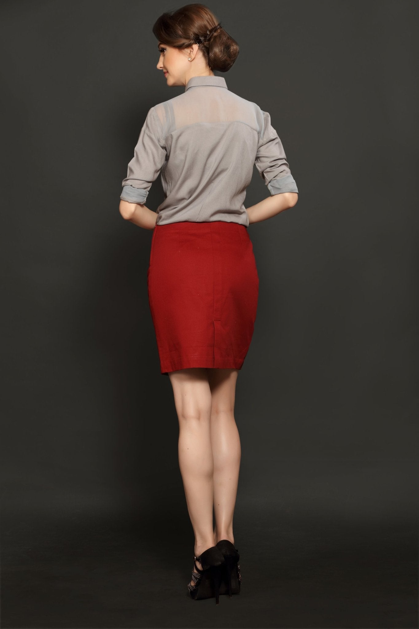 Maroon Short Skirt - Dheeraj Sharma