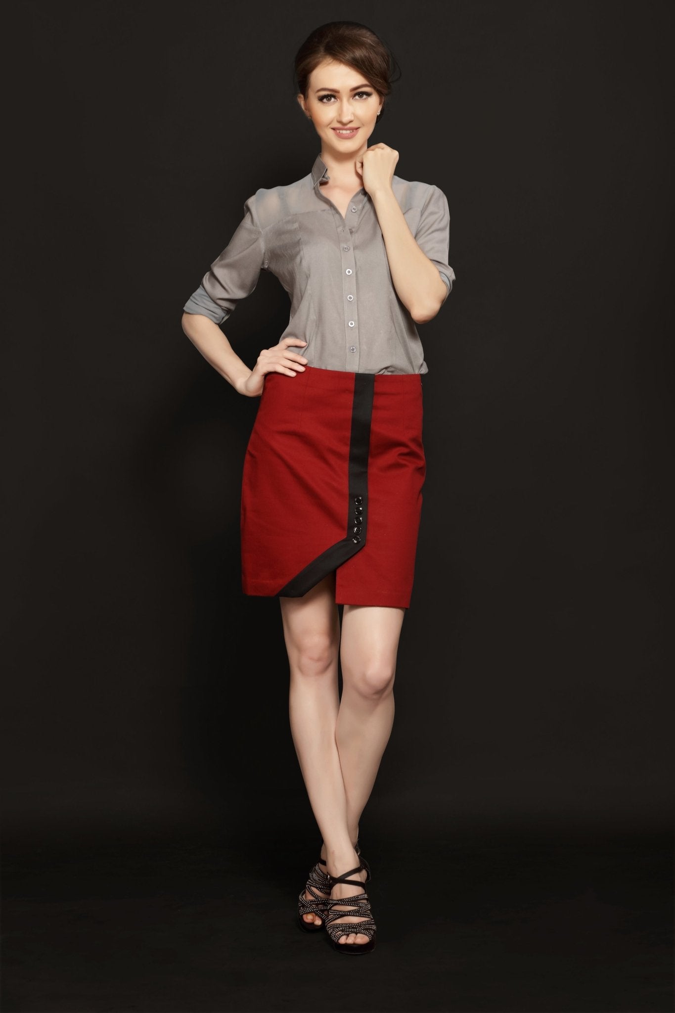 Maroon Short Skirt - Dheeraj Sharma