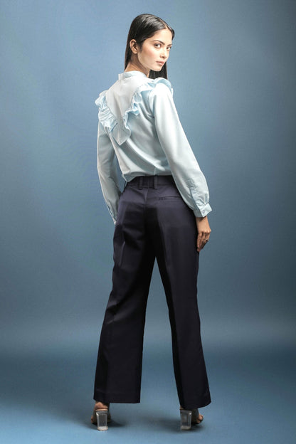 Navy Blue Bootcut Trouser - Dheeraj Sharma