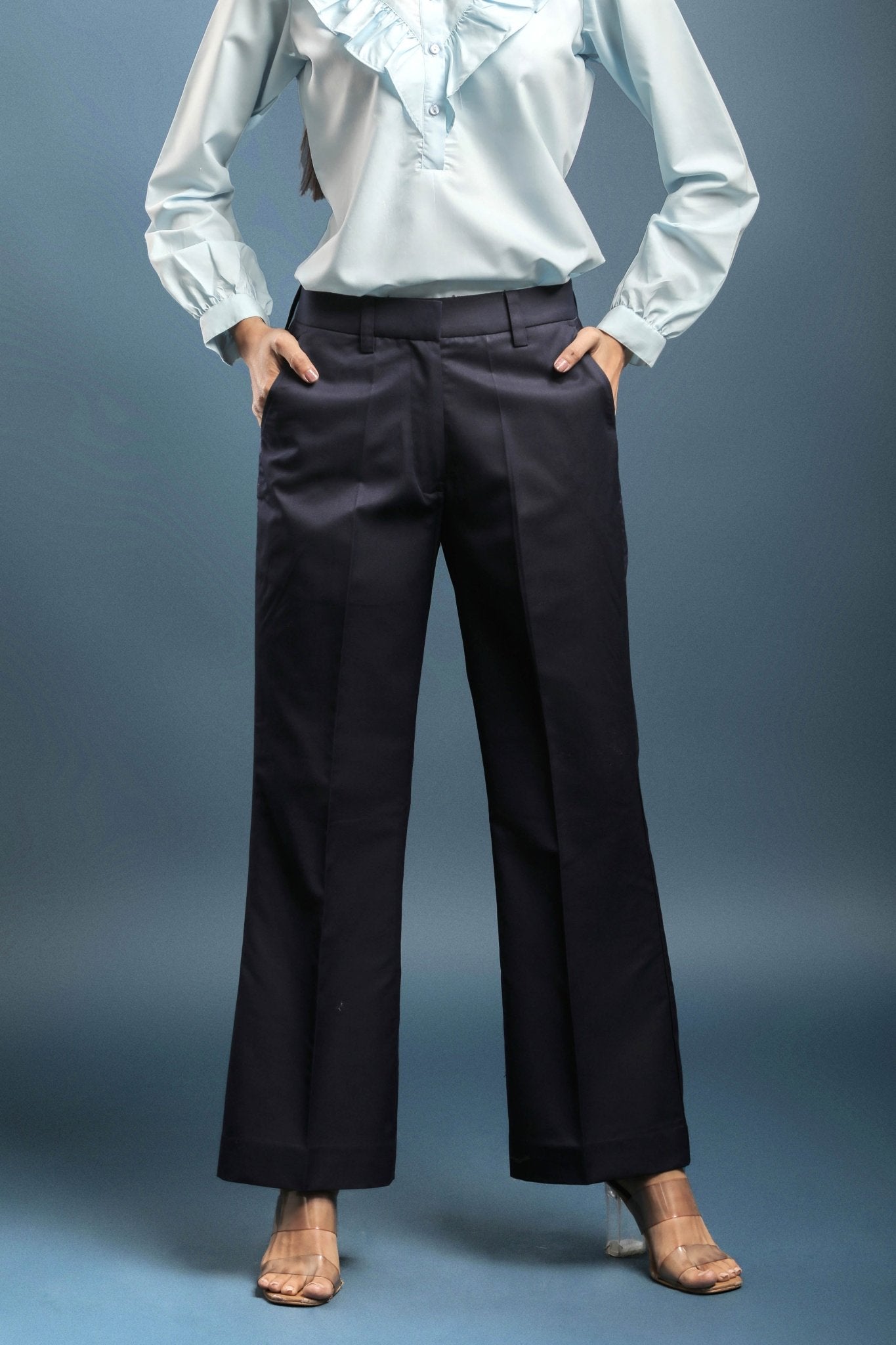 Navy Blue Bootcut Trouser - Dheeraj Sharma