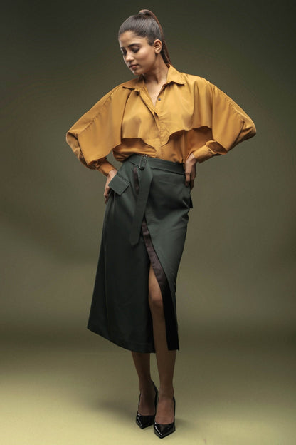 Ochre Yellow Layered Shirt - Dheeraj Sharma