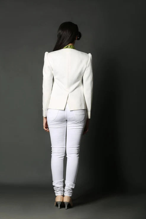 Off White Round Neck Blazer & Off White Round Neck Blazer Suit