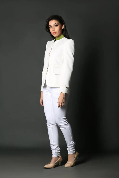 Off White Round Neck Blazer & Off White Round Neck Blazer Suit