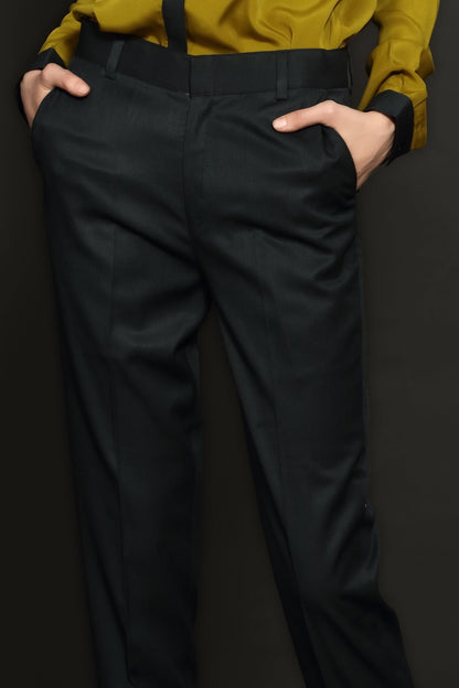 Olive Green Formal Trouser - Dheeraj Sharma