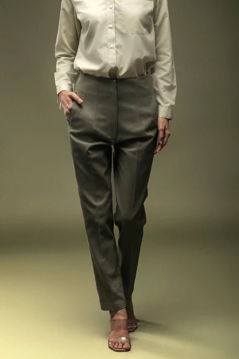 Pastel Green Back Slit Shirt & Olive Green Slim Fit Trouser Combo - Dheeraj Sharma