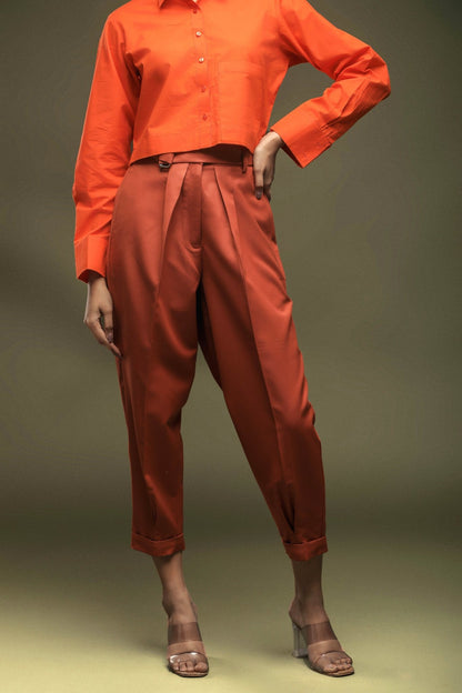 Rust Cropped Pant - Dheeraj Sharma