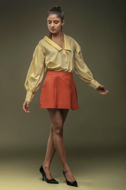Rust Orange Short Skirt - Dheeraj Sharma
