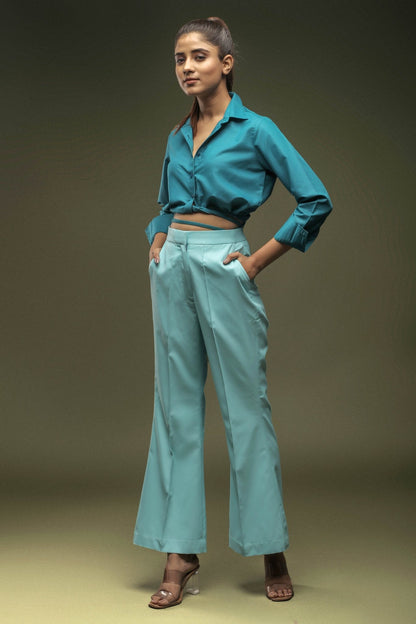 Sky Blue Bellbottom Trouser - Dheeraj Sharma