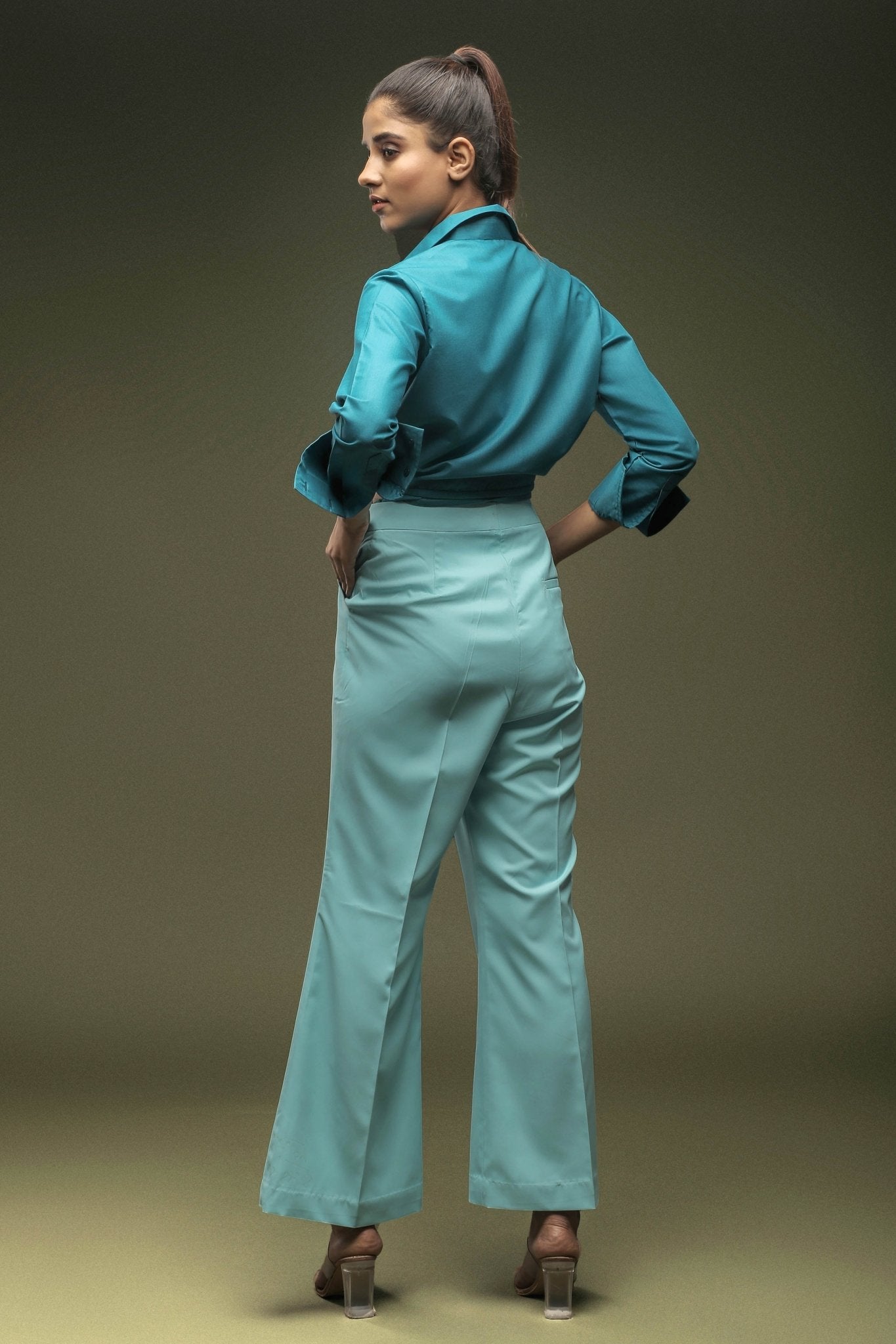 Sky Blue Bellbottom Trouser - Dheeraj Sharma